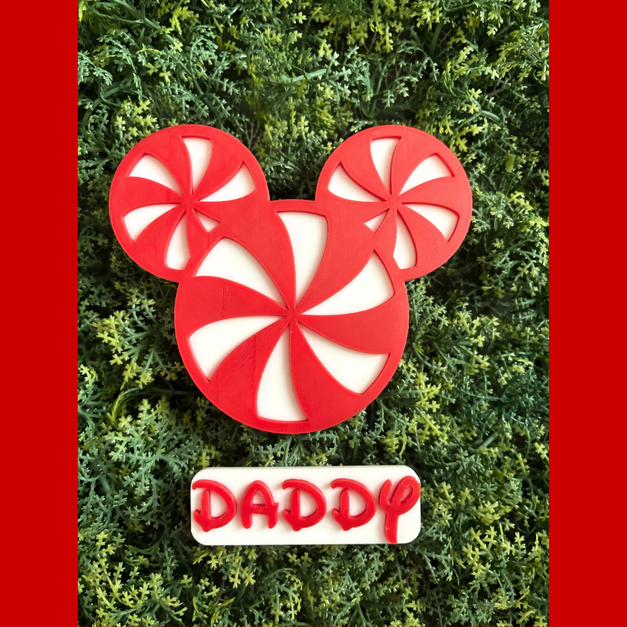 Mickey Peppermint Magnetic Head & Personalized Name Plate for Cruise Door Decor