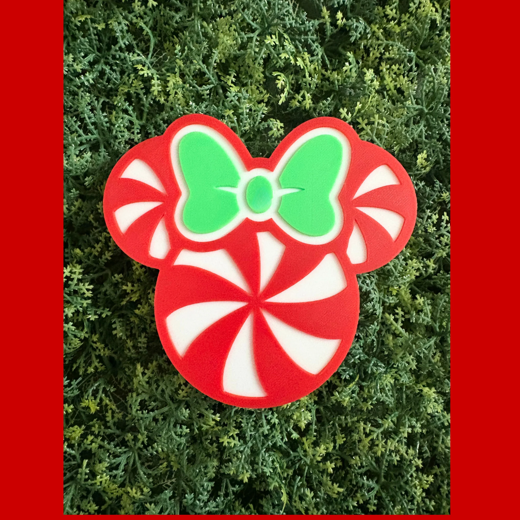 Minnie Peppermint Magnetic Head & Personalized Name Plate for Cruise Door Decor