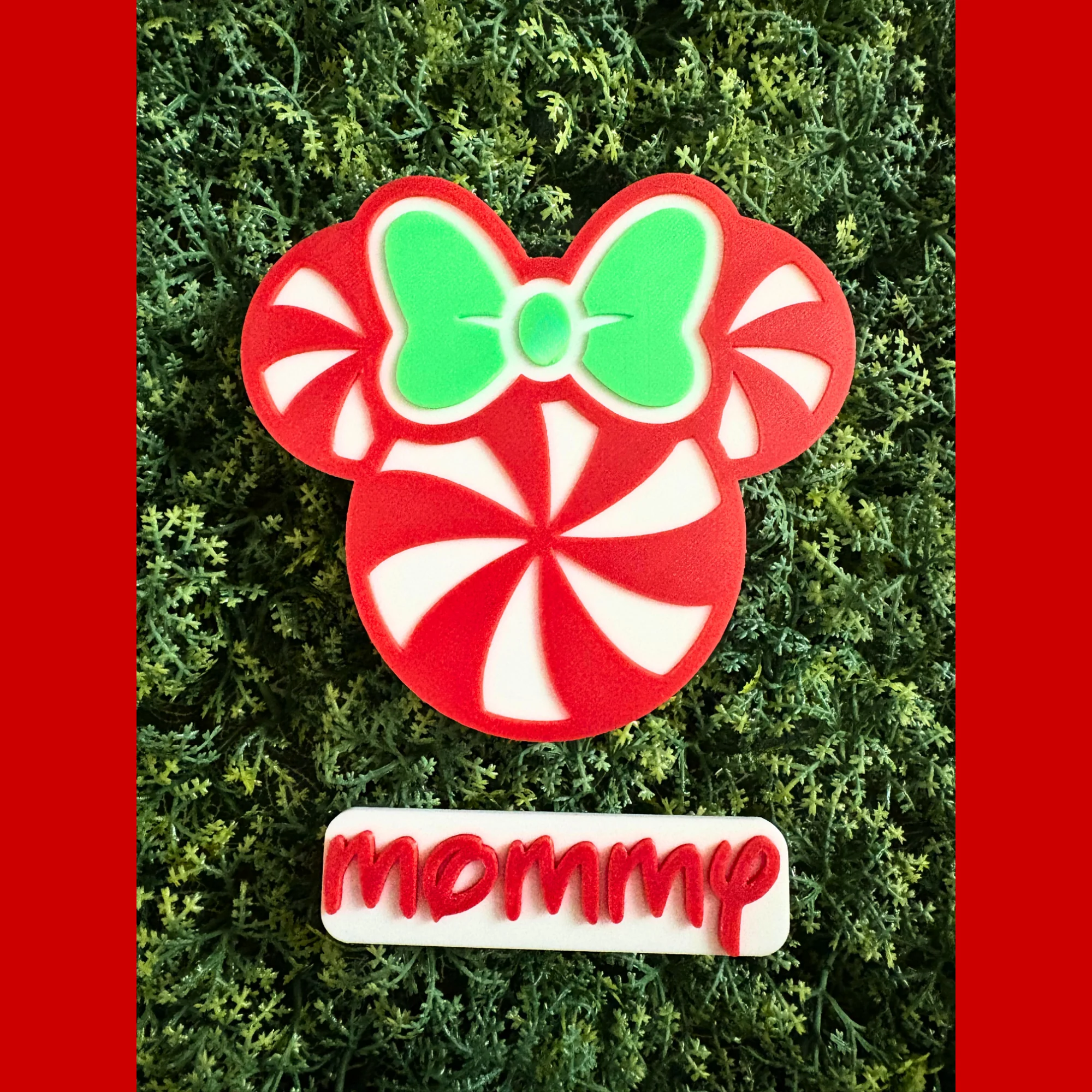 Minnie Peppermint Magnetic Head & Personalized Name Plate for Cruise Door Decor