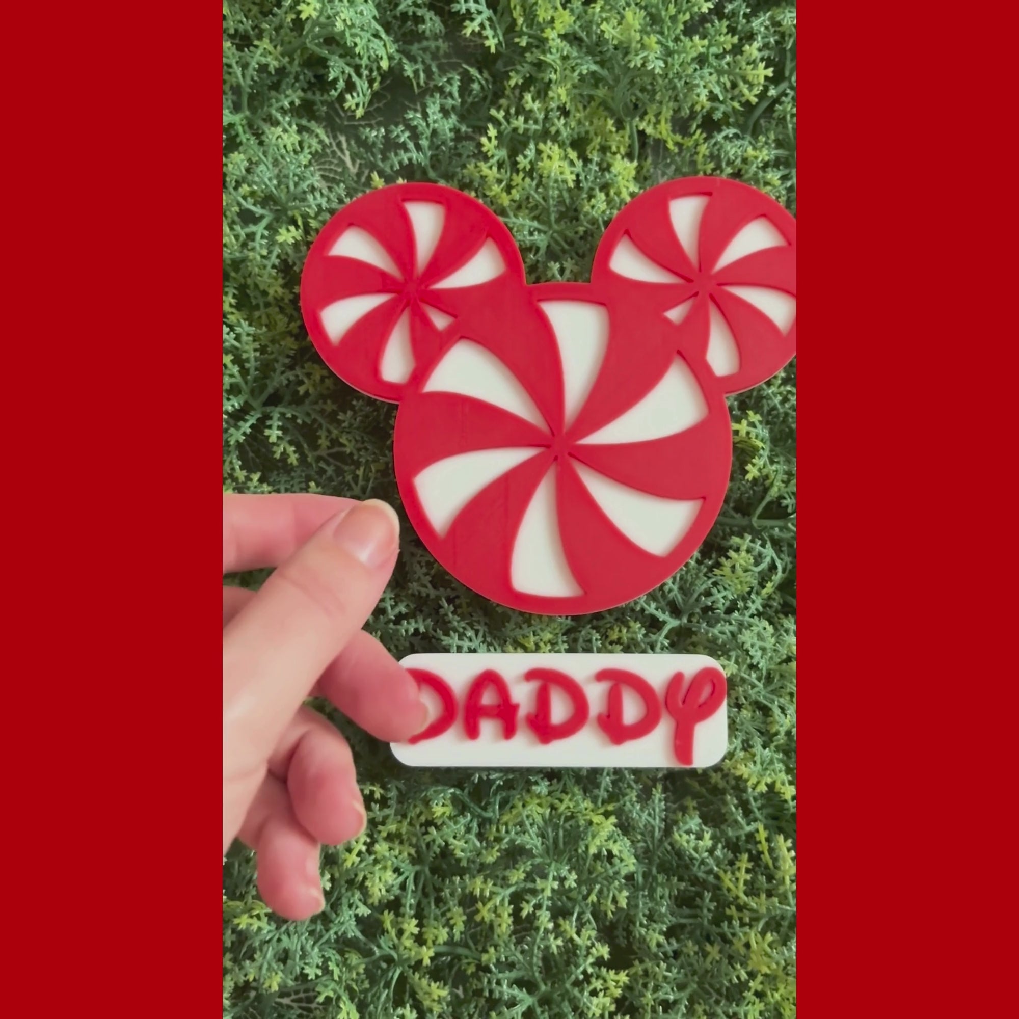 Mickey Peppermint Magnetic Head & Personalized Name Plate for Cruise Door Decor